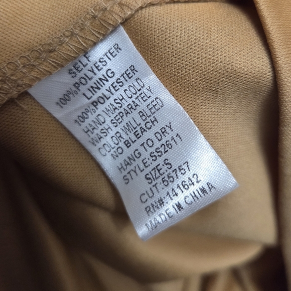 She + Sky Tan Fit and Flare Dress with Crew Neck and Bishop Sleeves - Picture 9 of 11